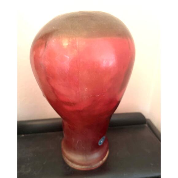 Vintage Cranberry Red Pink Glass Mannequin Head Spain Display Bust 12” Heavy